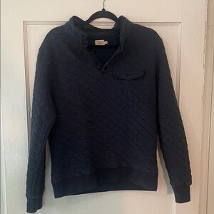 Faherty Quilted Navy Zip-Neck Sweater